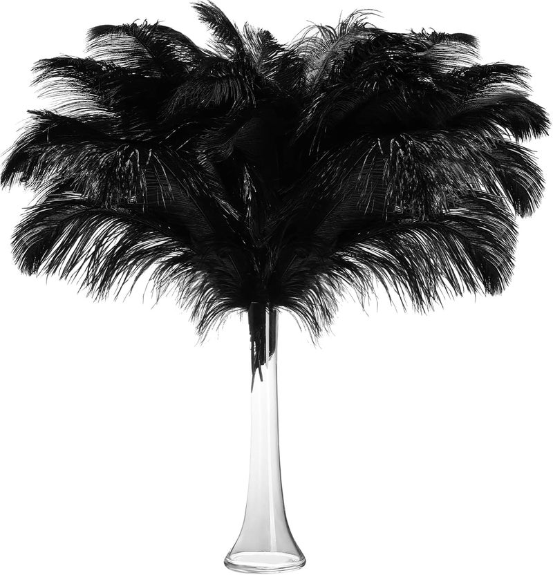 Retrowavy Store 50 Pcs 14-16 Inches Large Natural Ostrich Feathers Bulk for Centerpieces for Wedding Party Centerpieces Home Decoration Flower Arrangement (Black) - Image 1